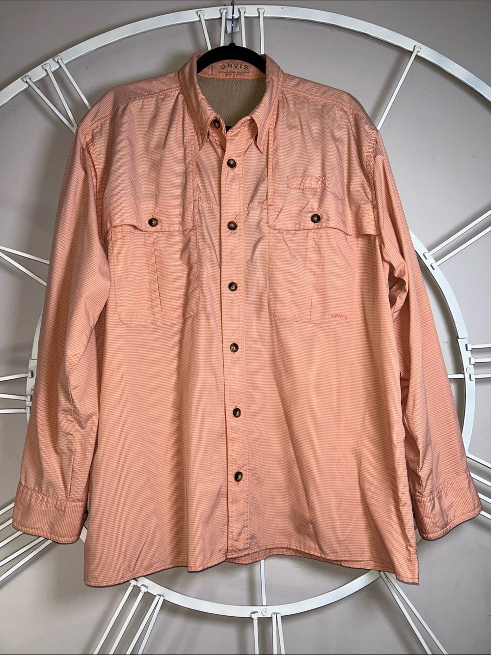 Orvis Peach Long Sleeve Button-Up Shirt